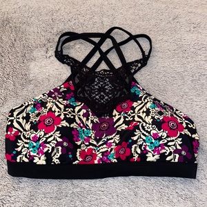 Jessica Simpson high neck floral swim top